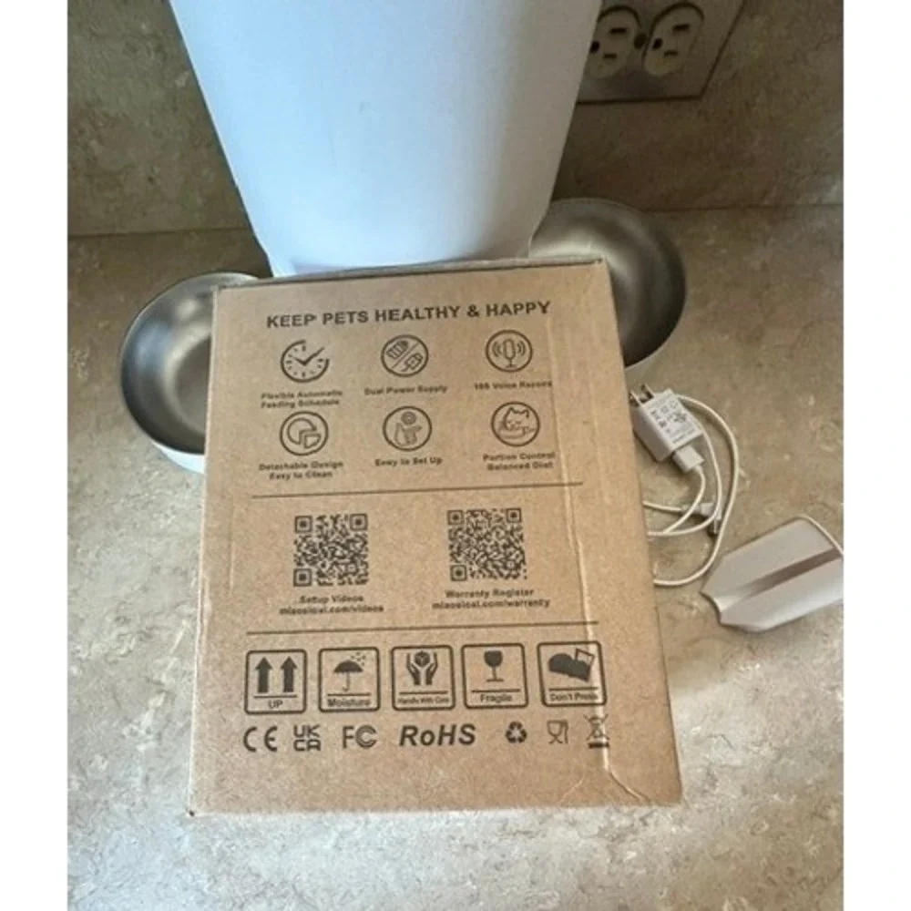 Miaosical Automatic Pet Feeder White SC-A80K Dual Bowl Voice Record Smart Feeder